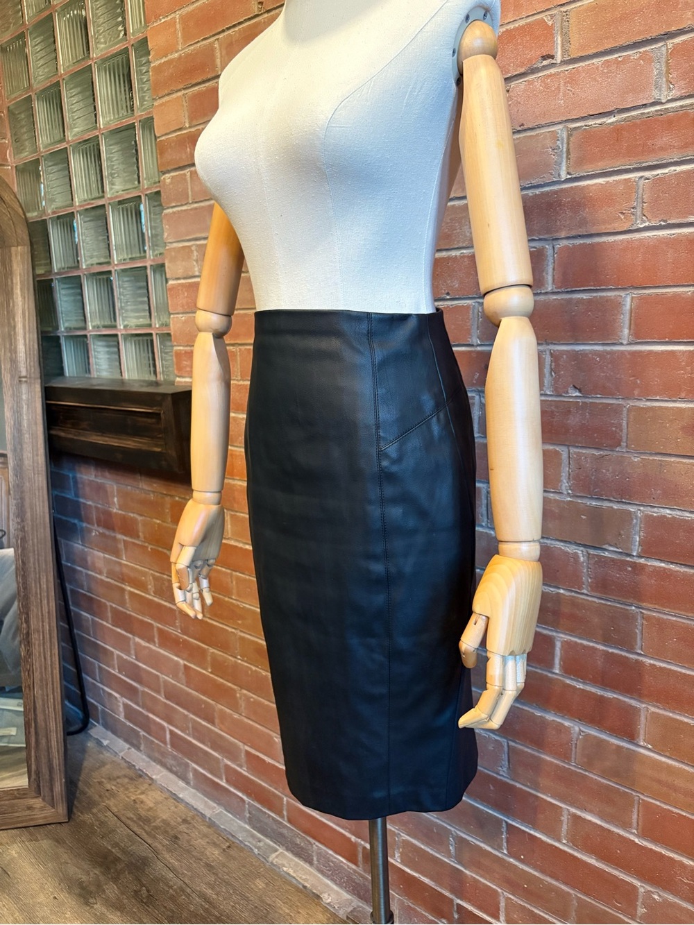 Express Black Faux Leather Pencil Skirt - size 0